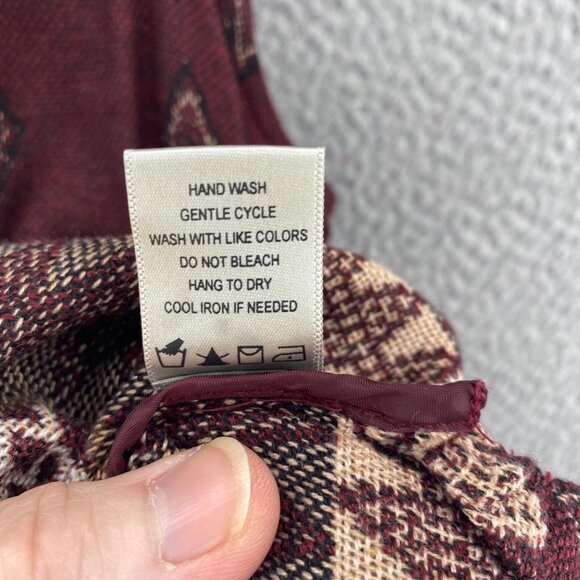 John Mark Sweater Womens Large Burgundy Pattern Vest Wired Collar Button Fringe - Picture 7 of 11